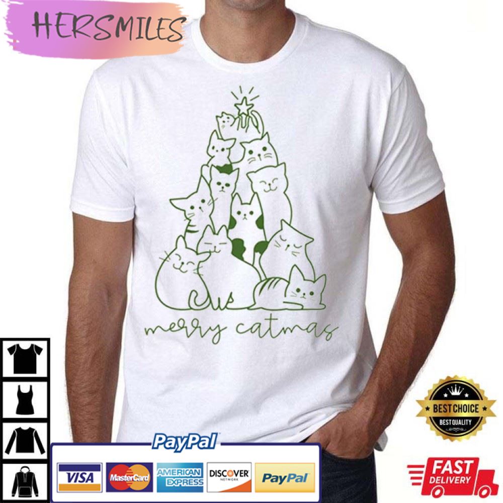 Merry Catmas Tree Christmas Animal Lover Funny Best T-Shirt