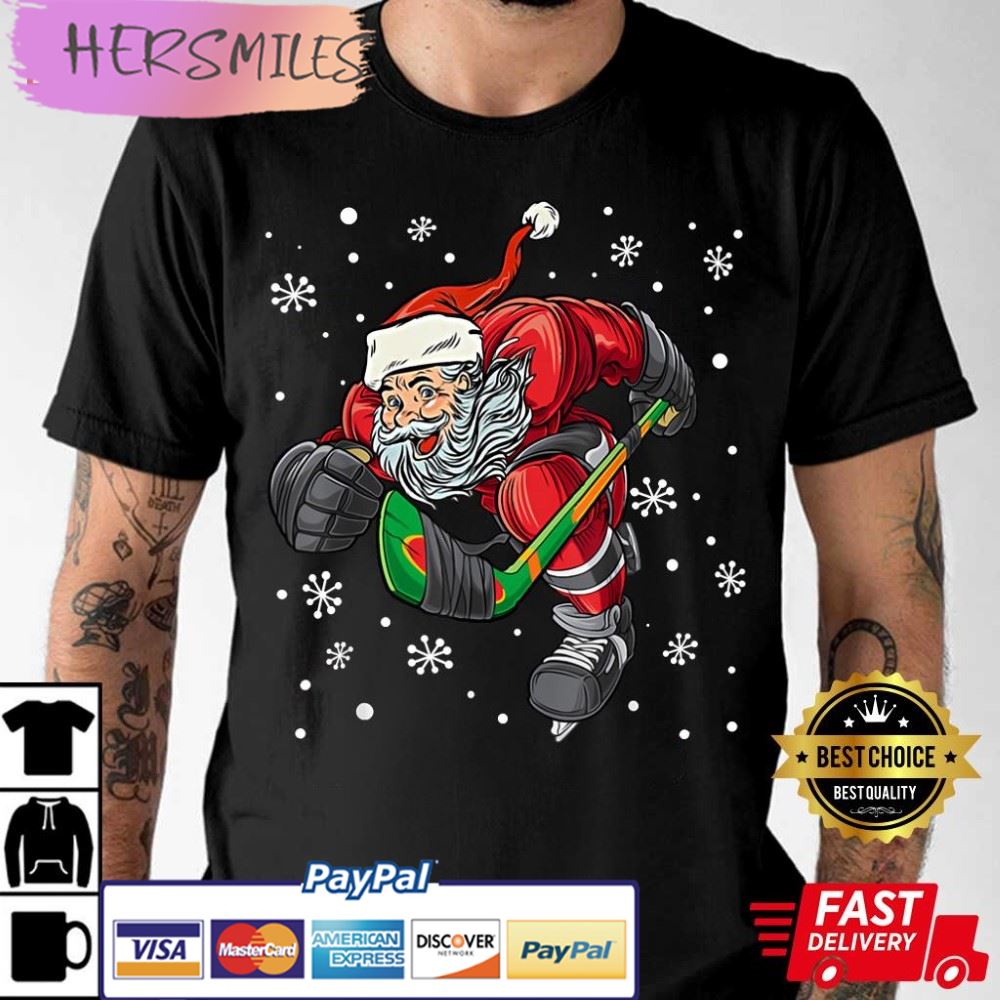 Santa Claus Christmas Ice Hockey Funny Best T-Shirt