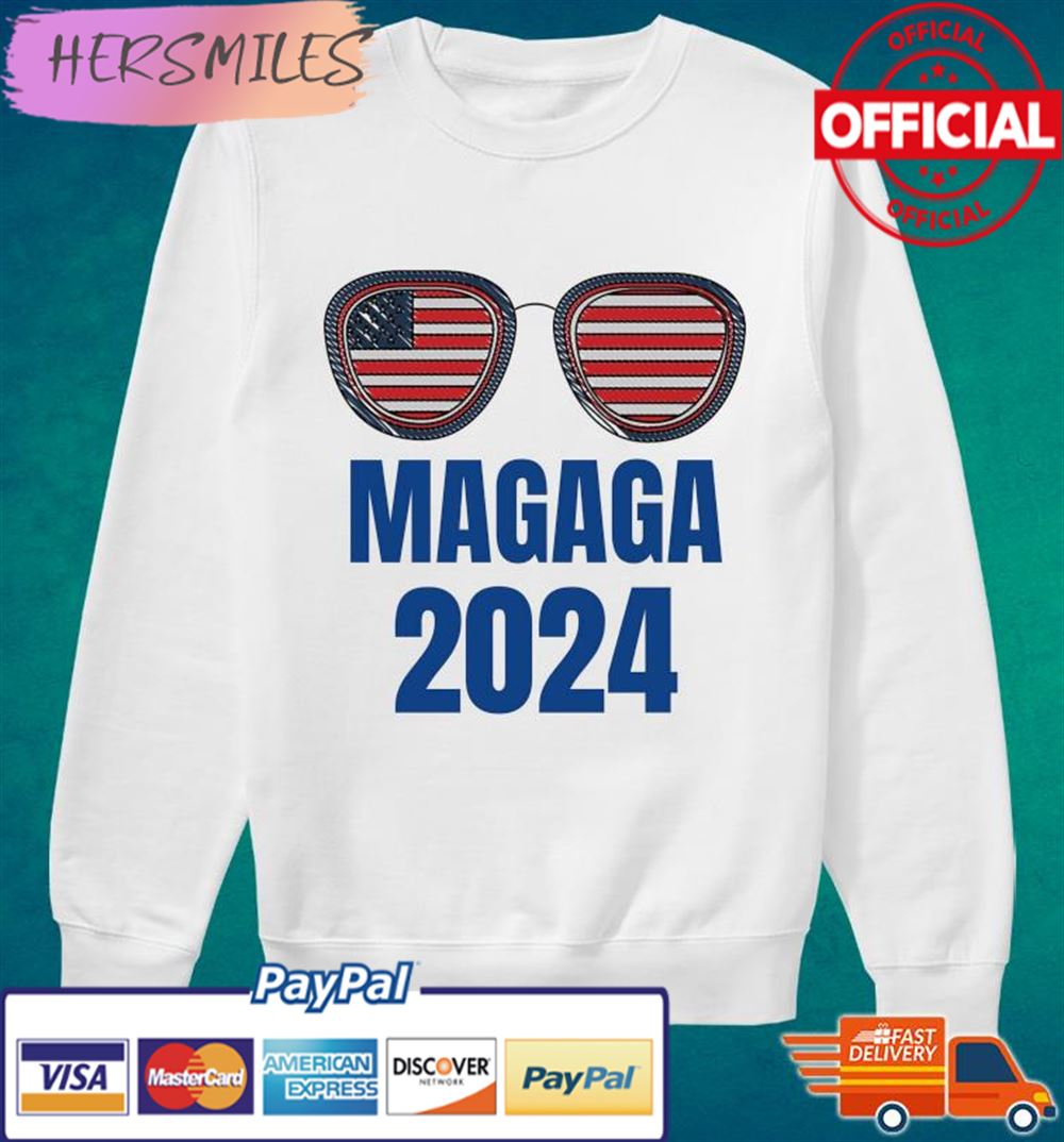 Trump 2024 MAGAGA Glasses Flag T-shirt Trump 2024 MAGAGA Glasses Flag T-shirt