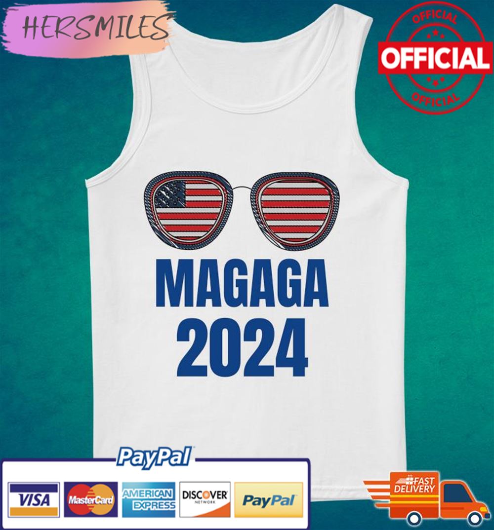 Trump 2024 MAGAGA Glasses Flag T-shirt Trump 2024 MAGAGA Glasses Flag T-shirt