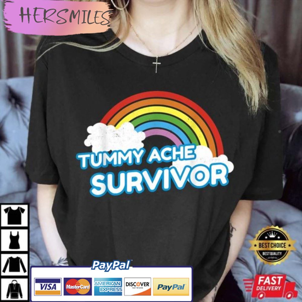 Tummy Ache Survivor Funny Stomach IBS Rainbow Best T-Shirt