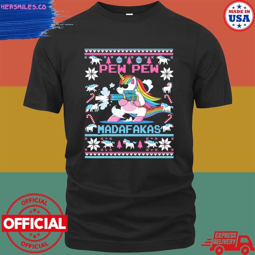 Unicorn Pew Pew Madafakas Ugly Christmas Sweater