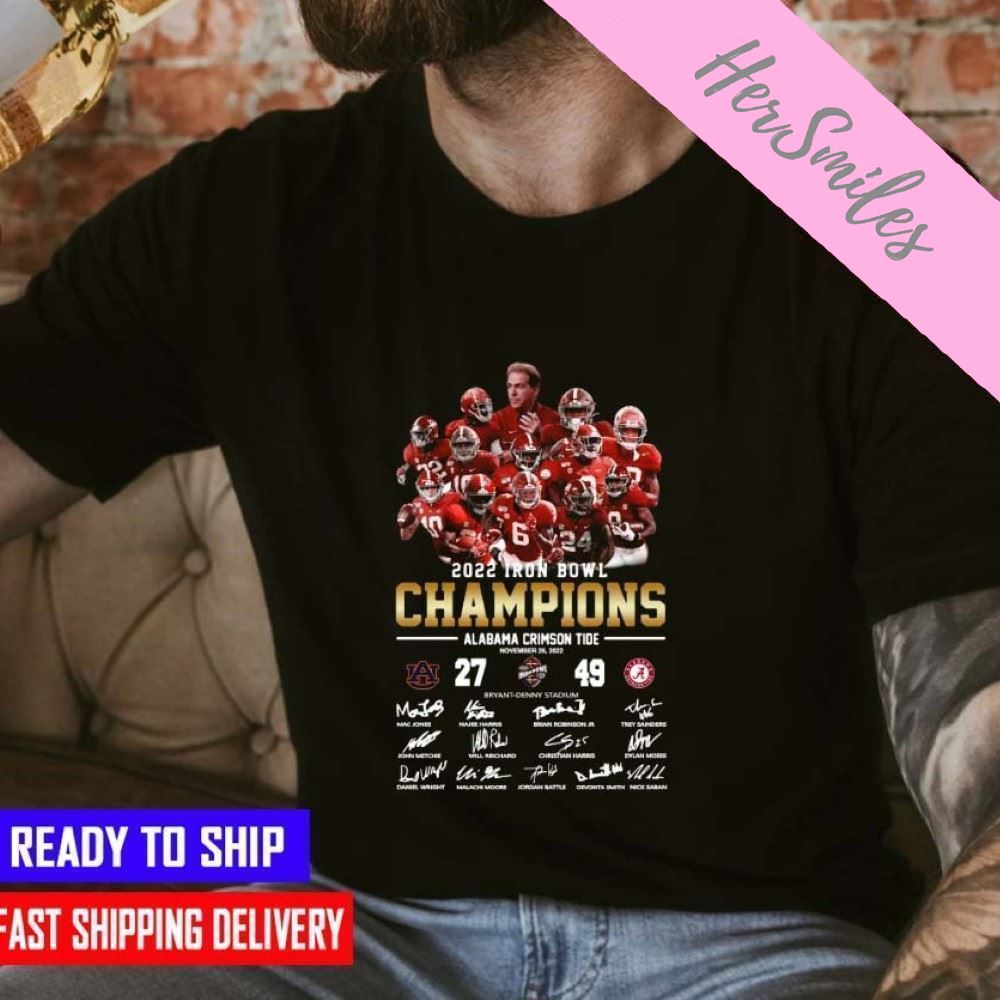 2022 Iron bowl Champions Alabama Crimson Tide Score signatures  T-shirt