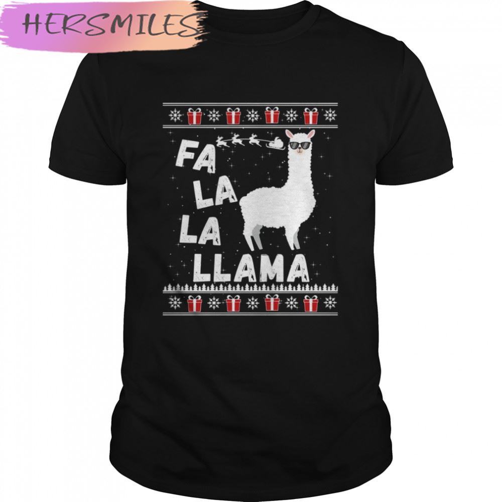 Ugly Christmas Sweater Fa La La La Llama Alpaca Gift shirt