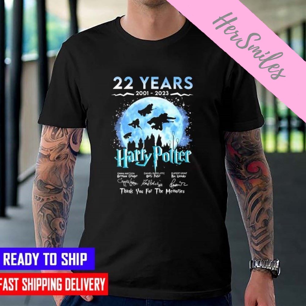 22 Years 1001-2023 Harru Potter Watson Radcliffe Grint Thank You For The Memories SignaturesT-shirt