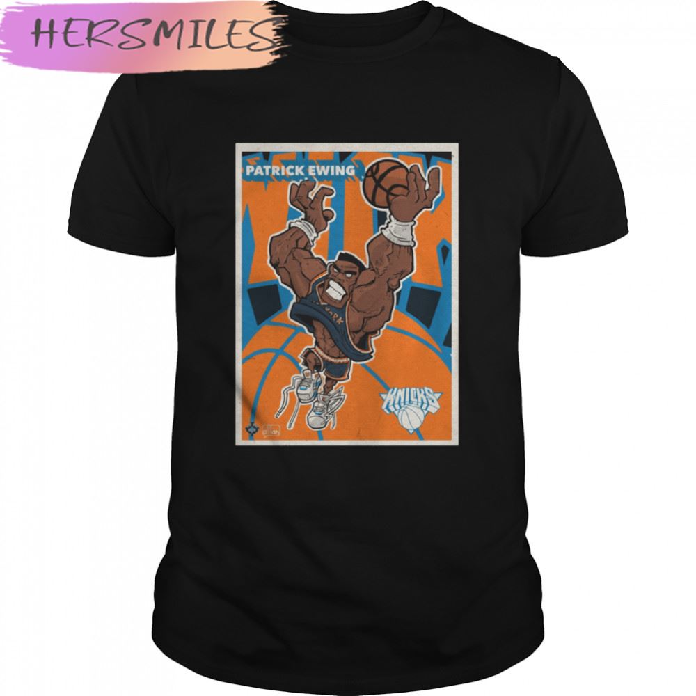 Patrick Ewing Cartoon Design Basketball Legend T-shirt