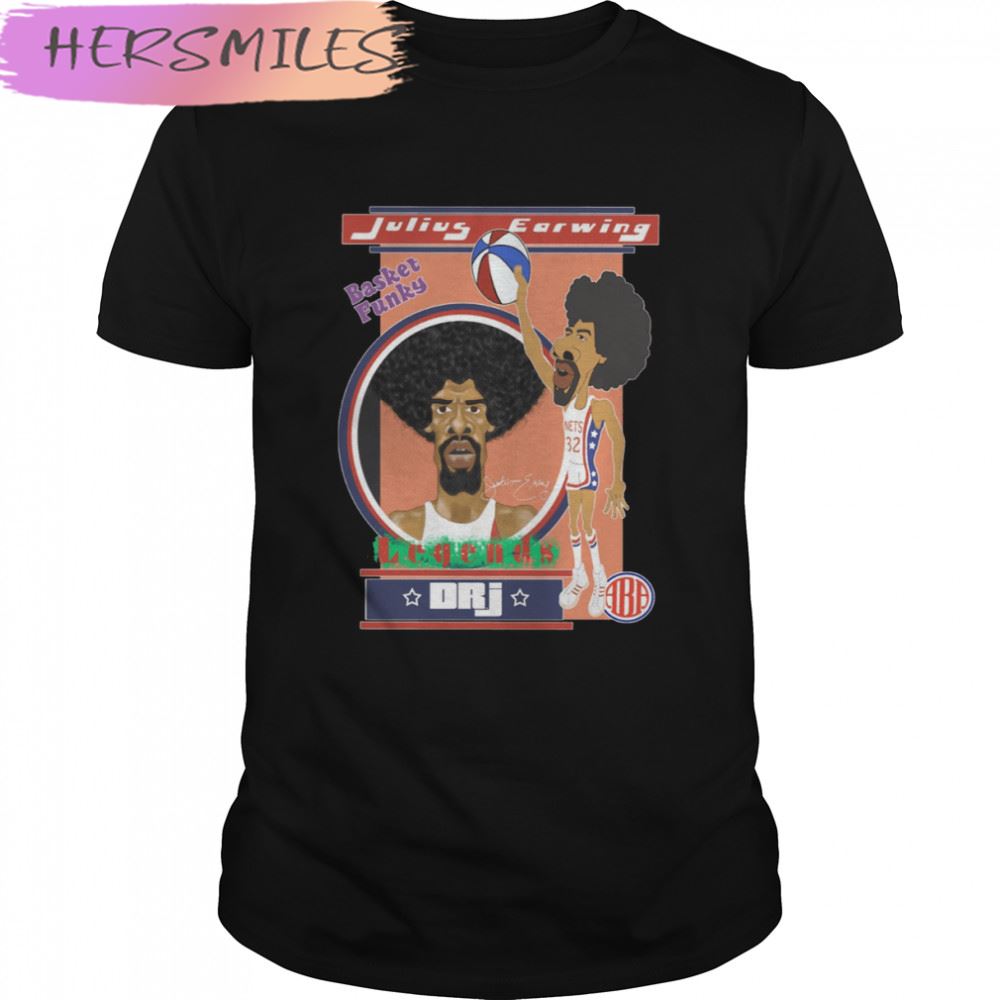 Cartoon Design Dr J Julius Erving Basketball T-shirt