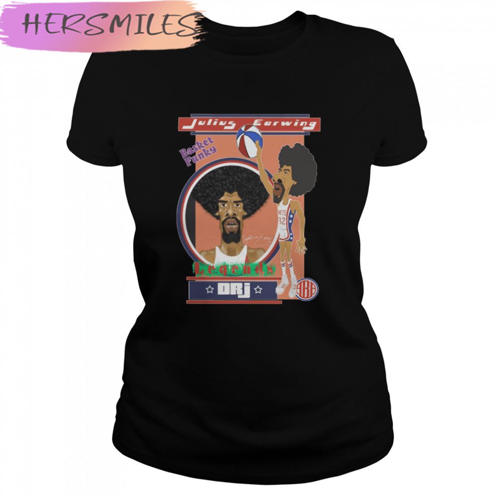 Cartoon Design Dr J Julius Erving Basketball T-shirt