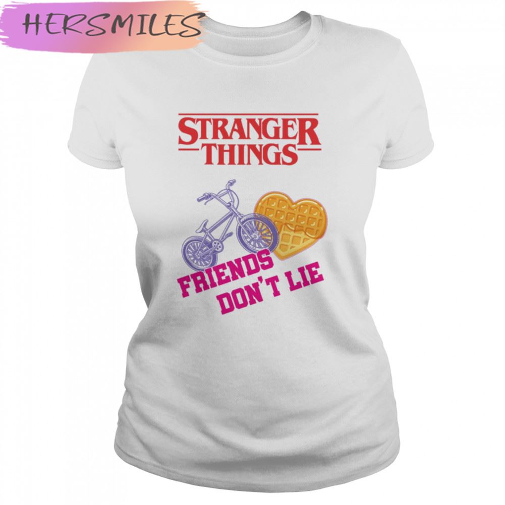 Series Stranger Things Says Girls Eleven Friends Dont Lie Great Retro Pattern T-shirt