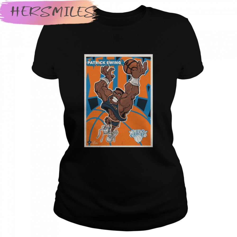 Patrick Ewing Cartoon Design Basketball Legend T-shirt