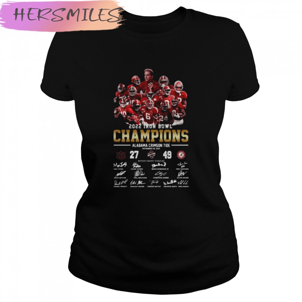 Alabama Crimson Tide Team 2022 Iron bowl Champions signatures T-shirt