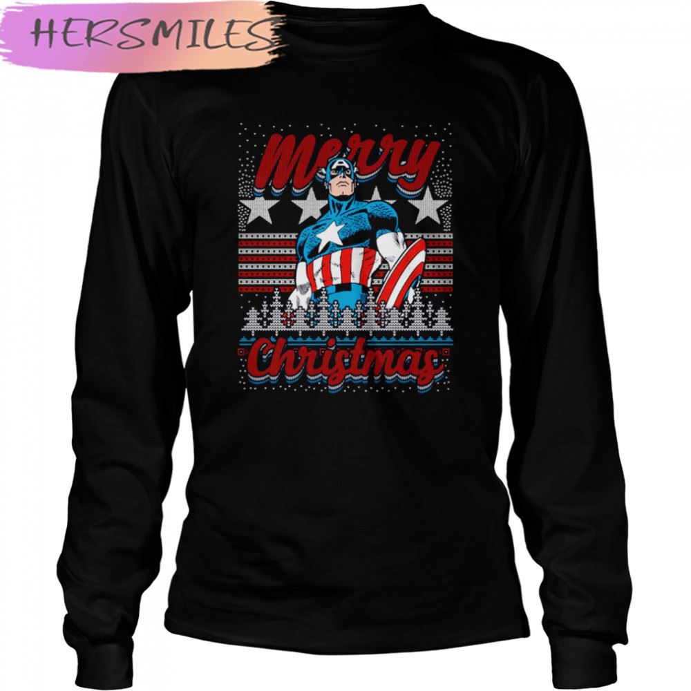 Captain American Ugly Christmas Pattern T-shirt Captain American Ugly Christmas Pattern T-shirt