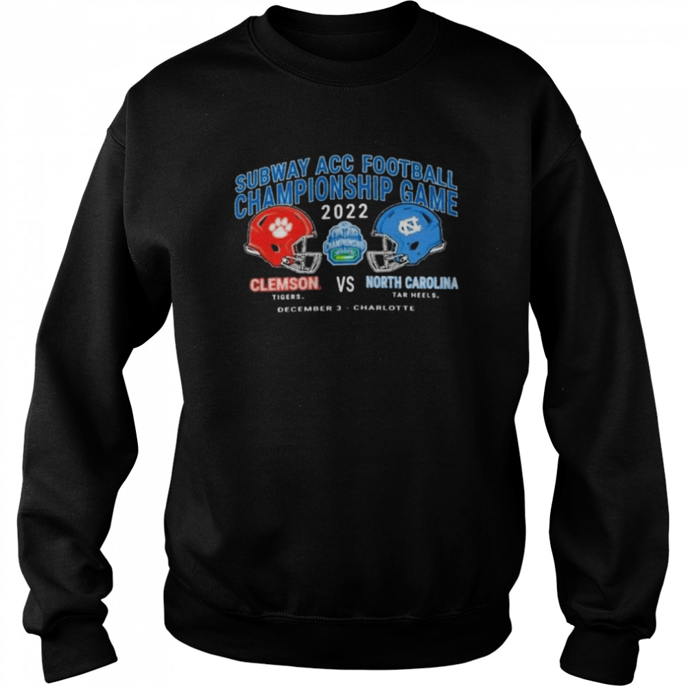 Clemson Tigers Vs North Carolina Tar Heels 2022 Subway Atlantic Coast Conference Football Championship T-shirt Clemson Tigers Vs North Carolina Tar Heels 2022 Subway Atlantic Coast Conference Football Championship T-shirt