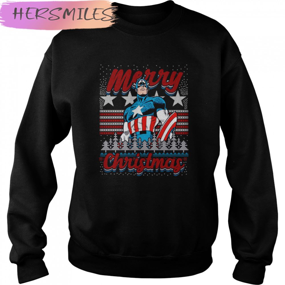 Captain American Ugly Christmas Pattern T-shirt Captain American Ugly Christmas Pattern T-shirt