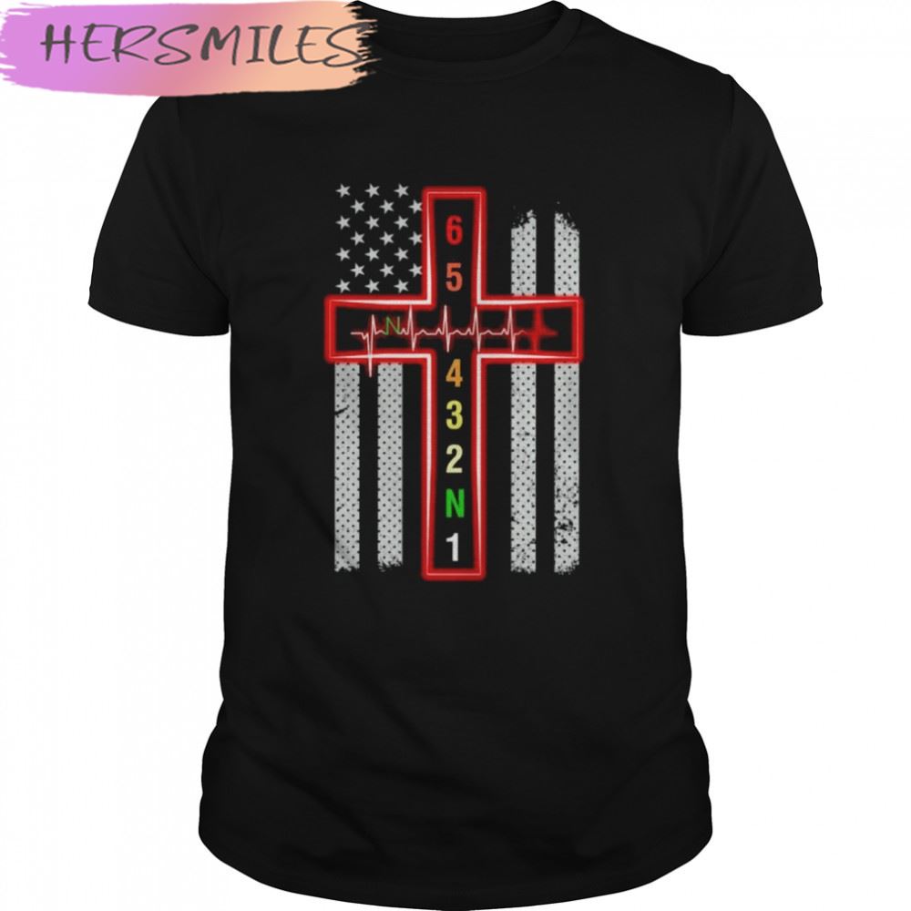 6 5 4 3 2 N 1 Jesus Heartbeat American Flag T-shirt