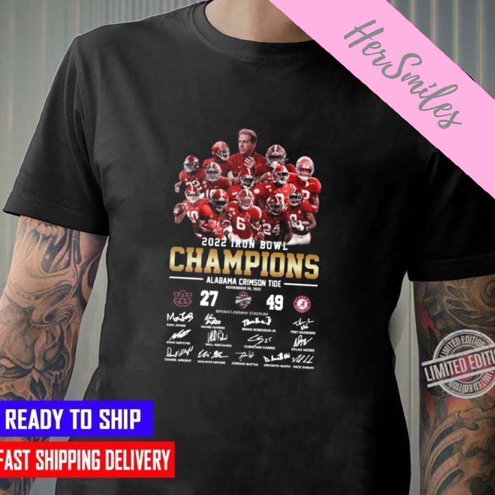 Alabama Crimson Tide Team 2022 Iron bowl Champions signatures  T-shirt