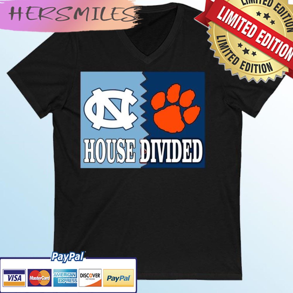 North Carolina Tar Heels Vs Clemson Tigers House Divided T-shirt