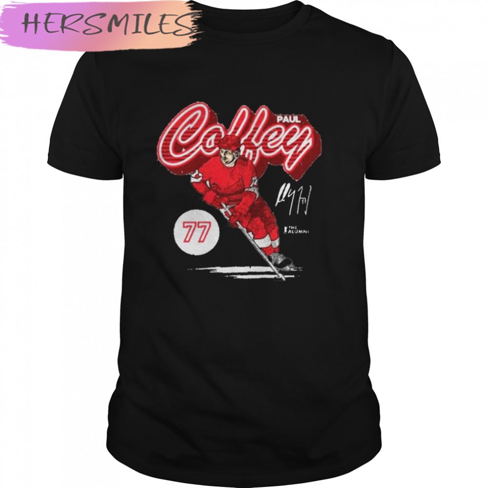 Paul Coffey Detroit Red Wings Retro Script Signature T-shirt