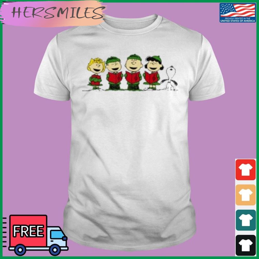 Peanuts Gang Christmas Caroling Apparel T-shirt