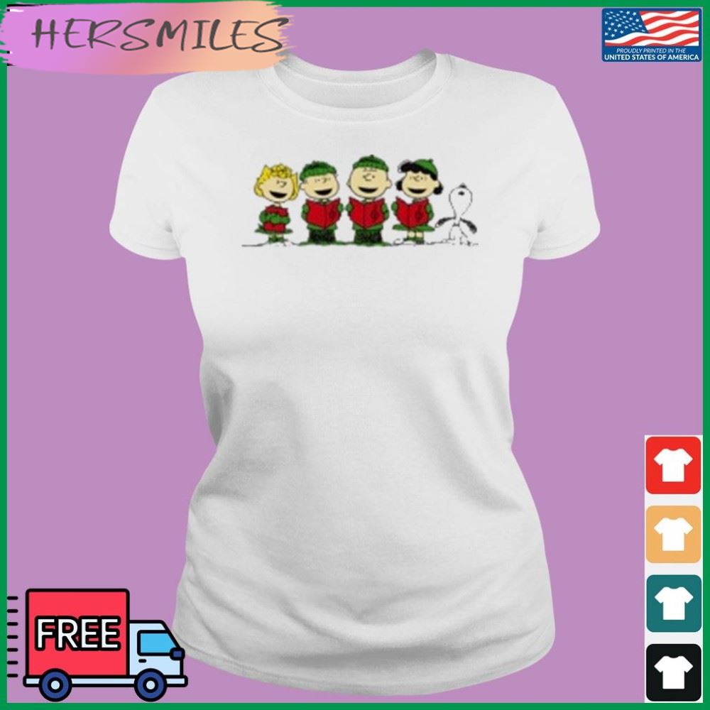 Peanuts Gang Christmas Caroling Apparel T-shirt