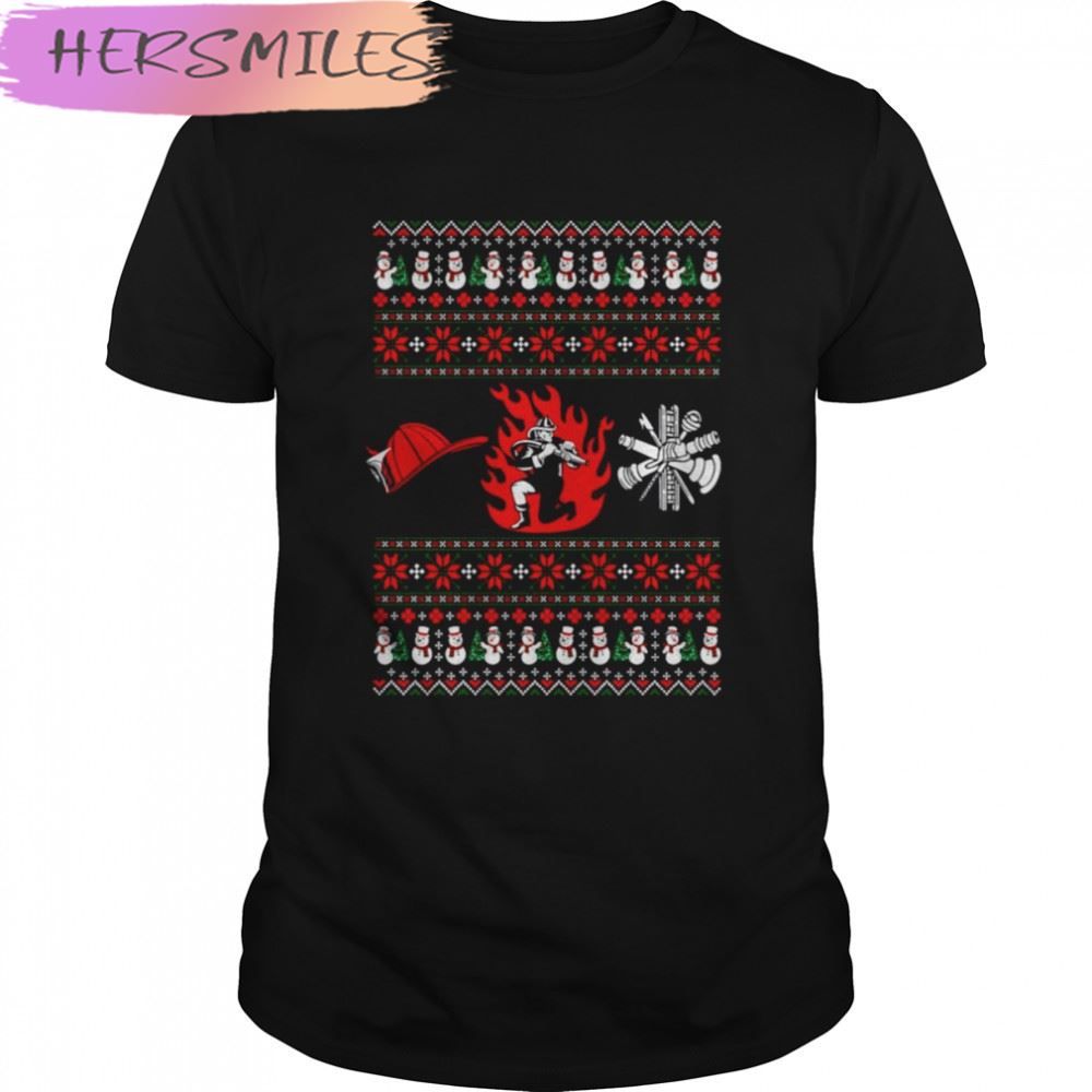 Perfect Gift Merry Firefighter Ugly Christmas Sweater T-shirt