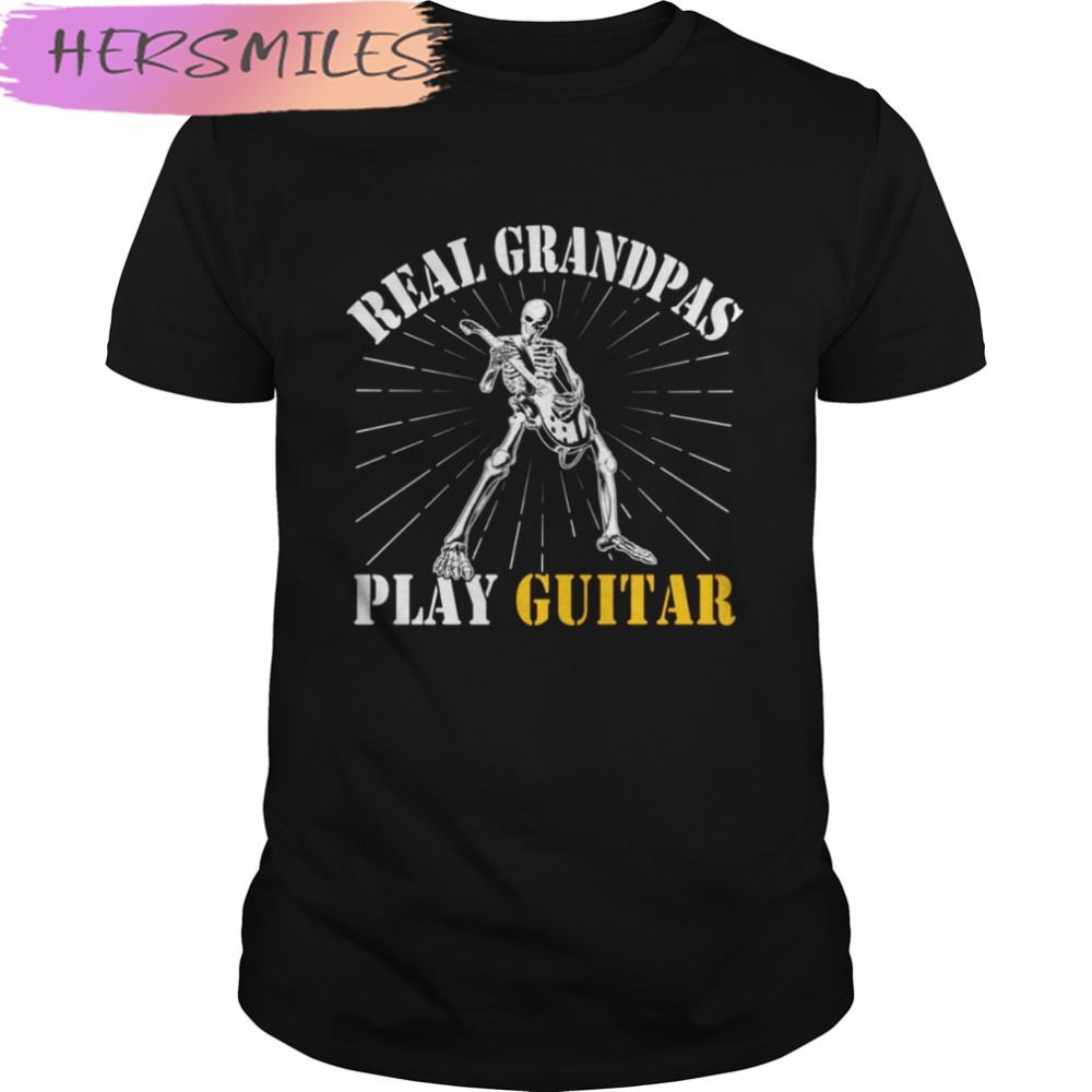 Retro Vintage Real Grandpas Play Guitar Skeleton Funny Vintage Guitarist Grandpa T-shirt