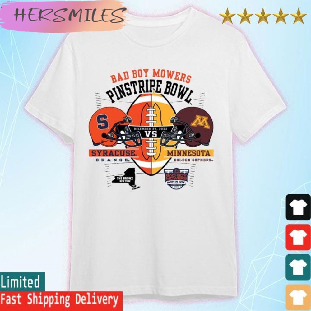 Syracuse Orange vs Minnesota 2022 Bad Boy Mowers Pinstripe Bowl matchup helmet  T-shirt