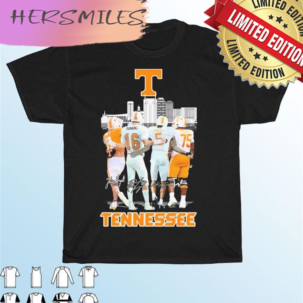 Tennessee Volunteers Skyline Team Players Signatures T-shirt