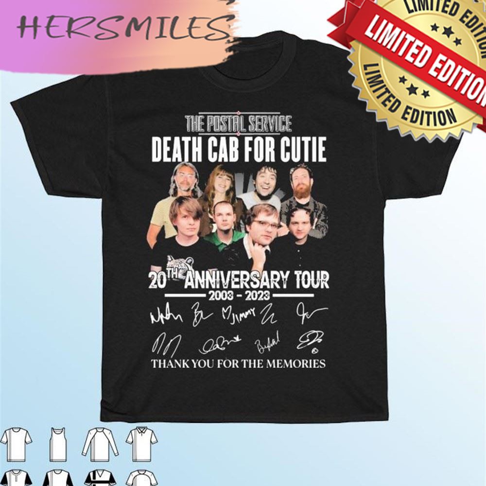 The Postal Service Death Cab For Cutie 20th Anniversary 2003-2023 Signatures T-shirt