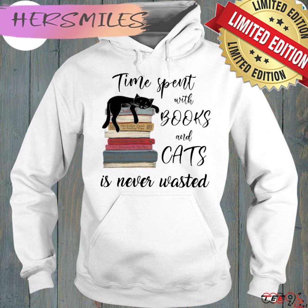 Time Spent With Books And Cats Is Never Wasted Shirt