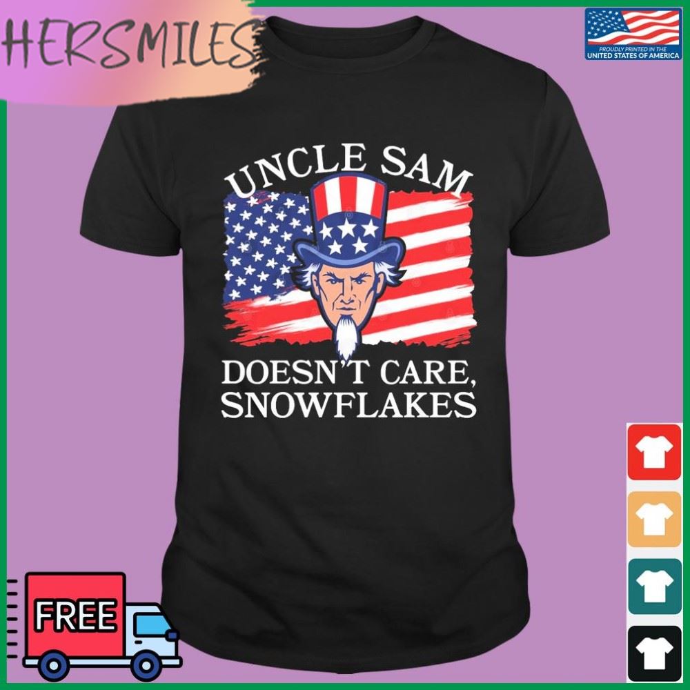 Uncle Sam Doesn't Care, Snowflakes American Flag Shirt