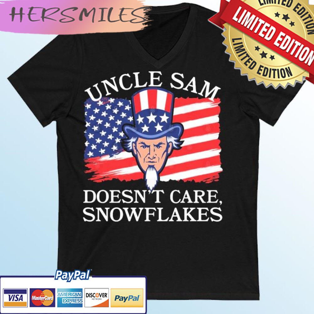 Uncle Sam Doesn't Care, Snowflakes American Flag T-shirt