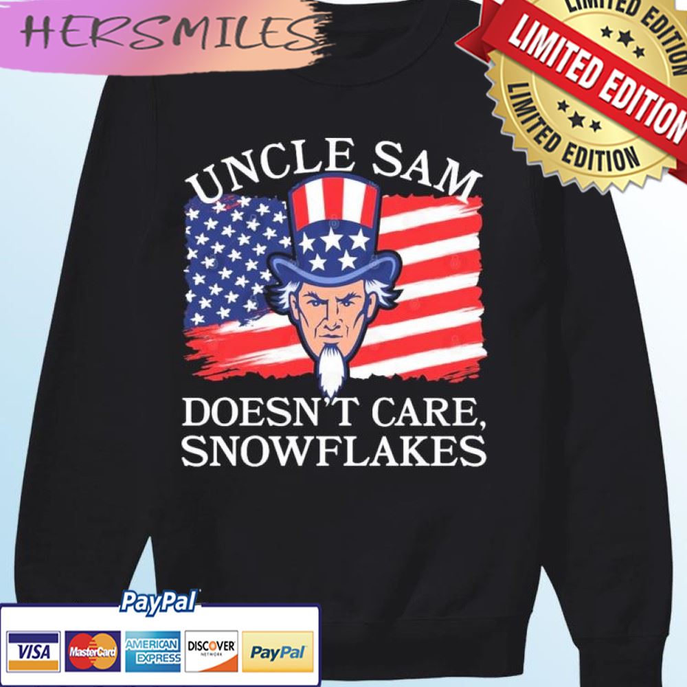 Uncle Sam Doesn't Care, Snowflakes American Flag T-shirt