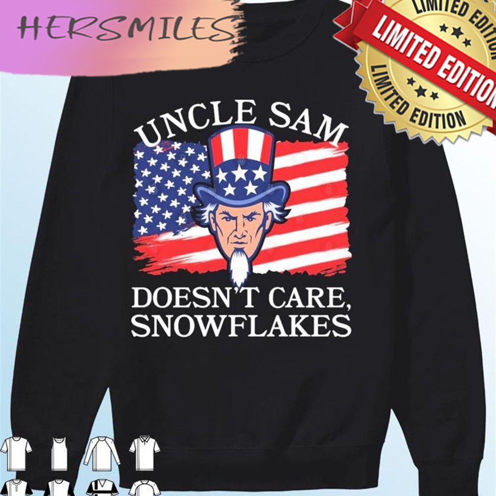 Uncle Sam Doesn't Care, Snowflakes American Flag T-shirt Uncle Sam Doesn't Care, Snowflakes American Flag T-shirt