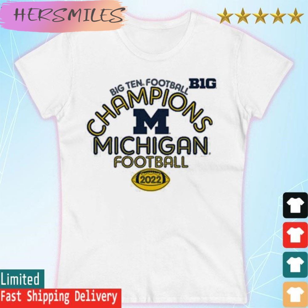 University of  Michigan Football Women’s 2022 Big Ten Champions Oatmeal Speed Play Tee  T-shirt