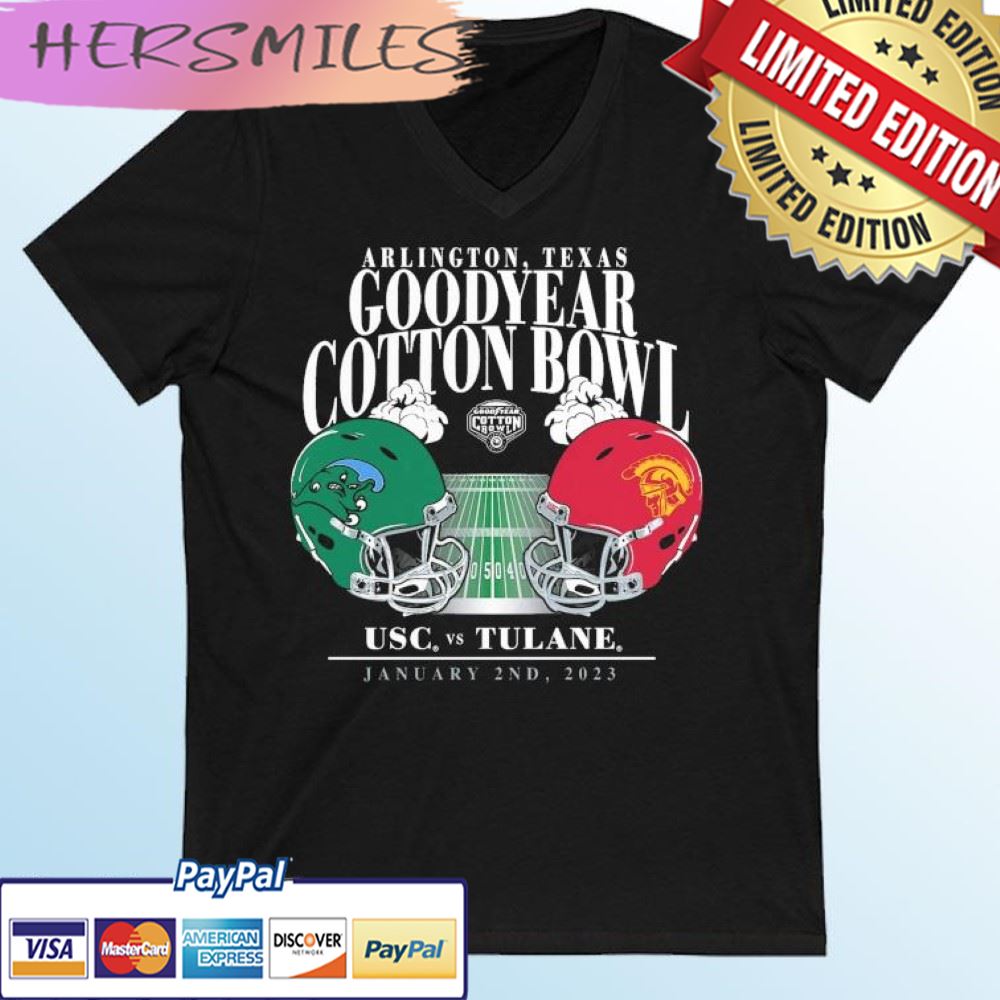 USC Trojans vs. Tulane Green Wave 2023 Goodyear Cotton Bowl Matchup T-shirt