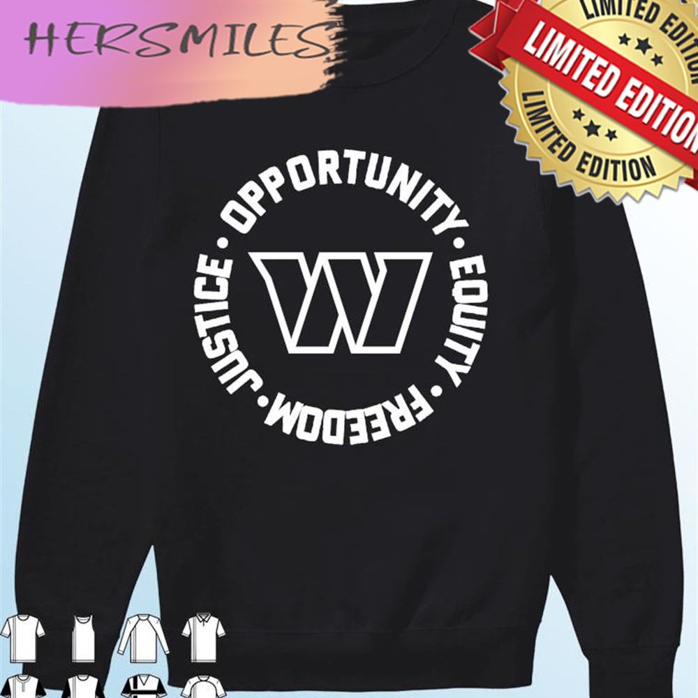 Washington Commanders Opportunity Equality Freedom Justice T-shirt Washington Commanders Opportunity Equality Freedom Justice T-shirt