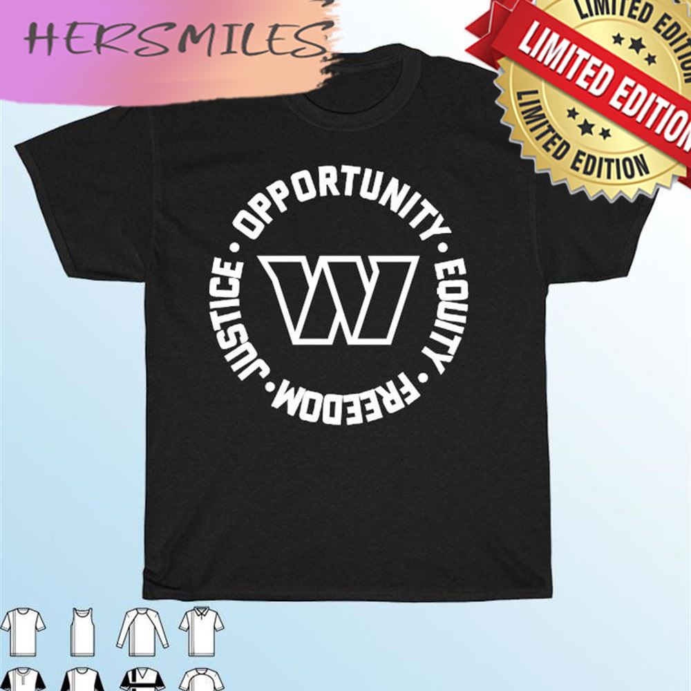 Washington Commanders Opportunity Equality Freedom Justice T-shirt Washington Commanders Opportunity Equality Freedom Justice T-shirt