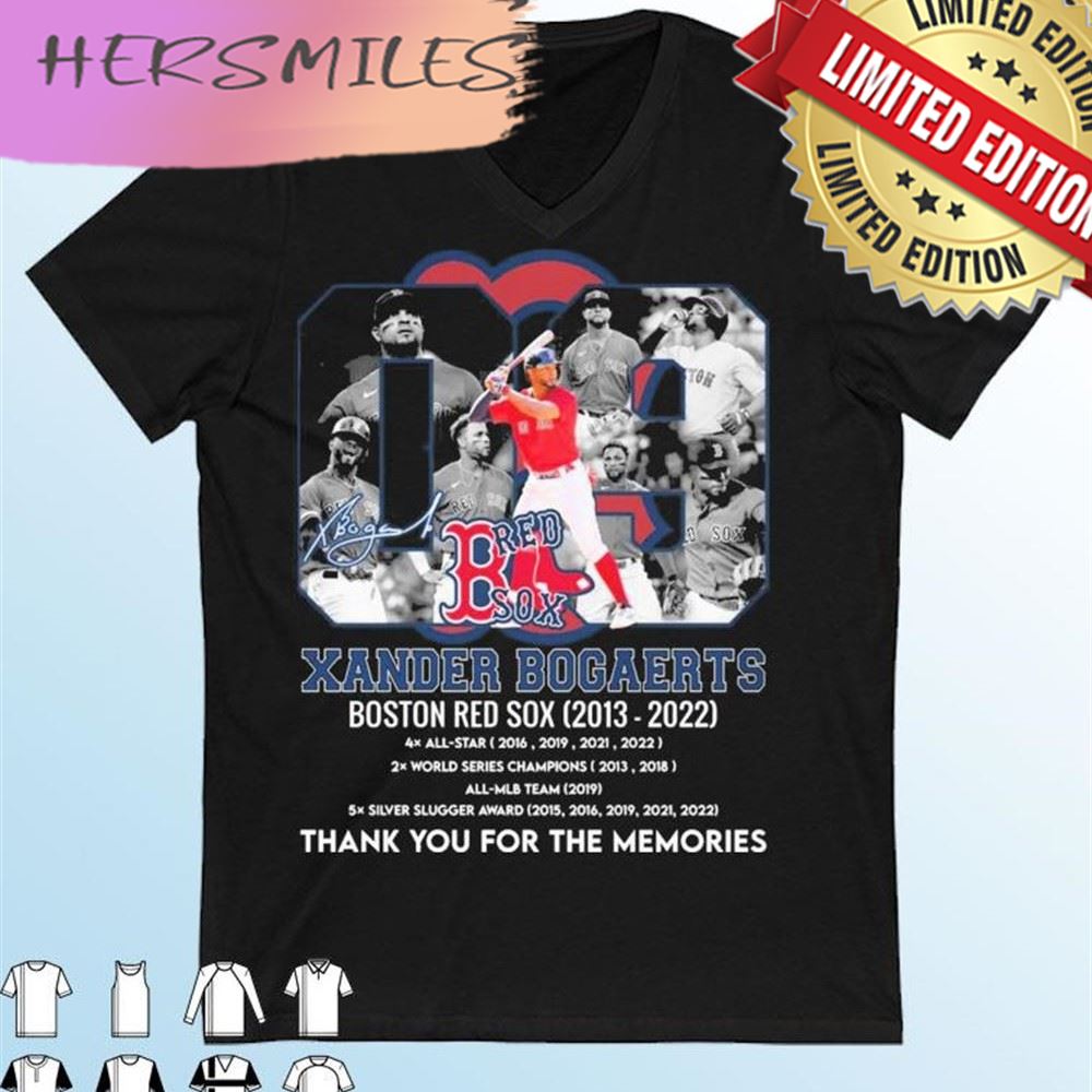 Xander Bogaerts Boston Red Sox 2013-2022 Thank You For The Memories Signatures T-shirt