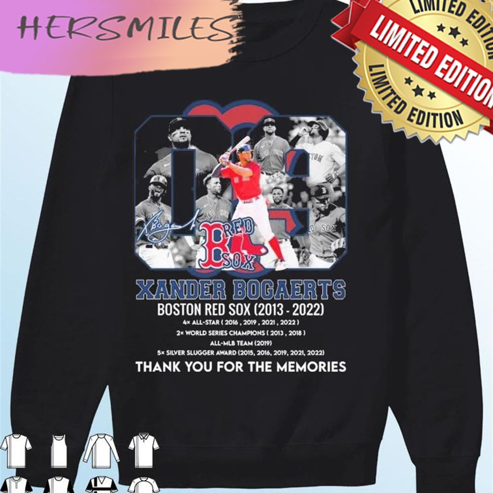 Xander Bogaerts Boston Red Sox 2013-2022 Thank You For The Memories Signatures T-shirt