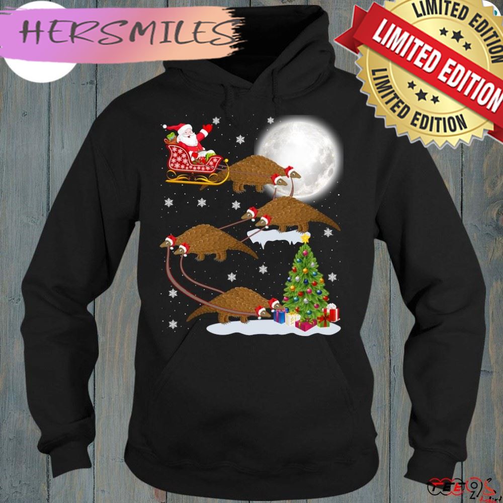 Xmas Lighting Tree Santa Riding Pangolin Christmas Sweater T-shirt