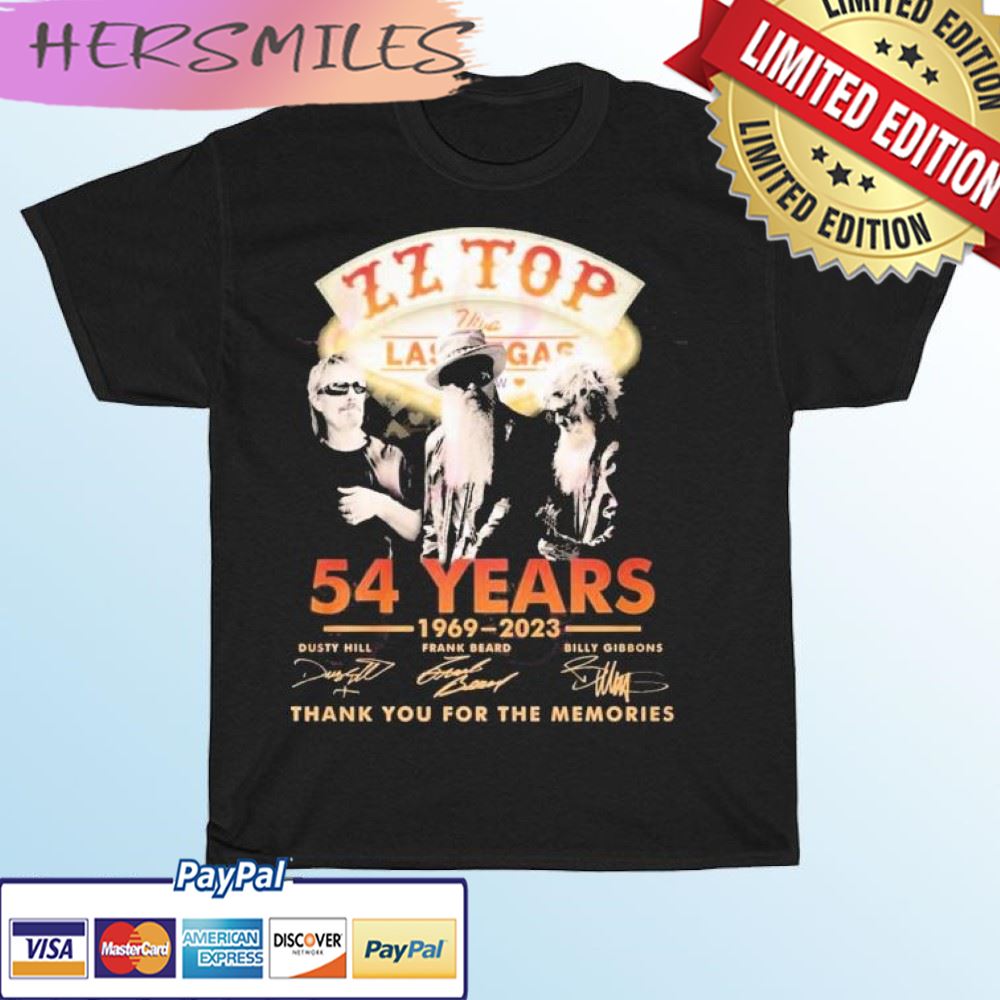 ZZ Top 54 Years 1969 – 2023 Thank You For The Memories T-shirt