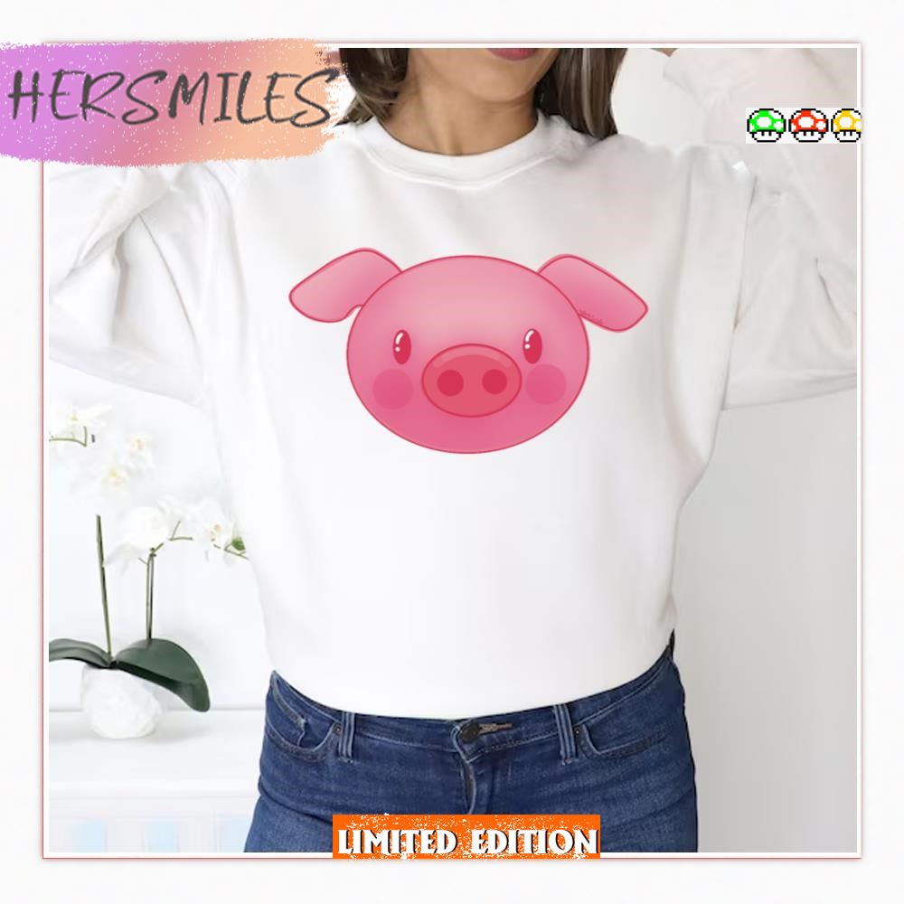 Cute Pink Pig Head Funny T-shirt