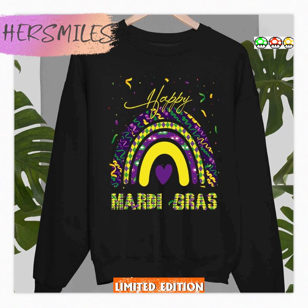 Happy Mardi Gras Funny Rainbow Mask Beads Cool Mardi Gras  T-Shirt