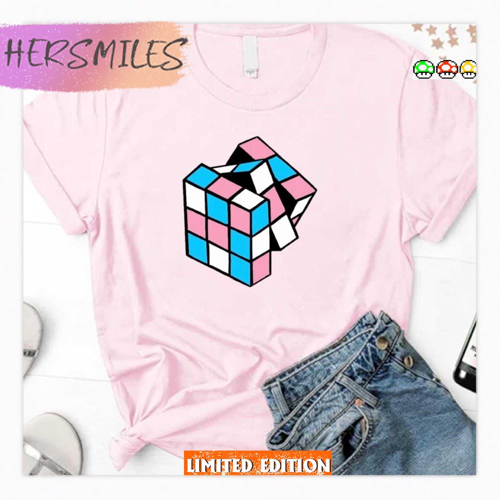 Sneaky Pride Pink Blue And White Rubik’s Cube Trans Lgbtq Pride Month  T-shirt