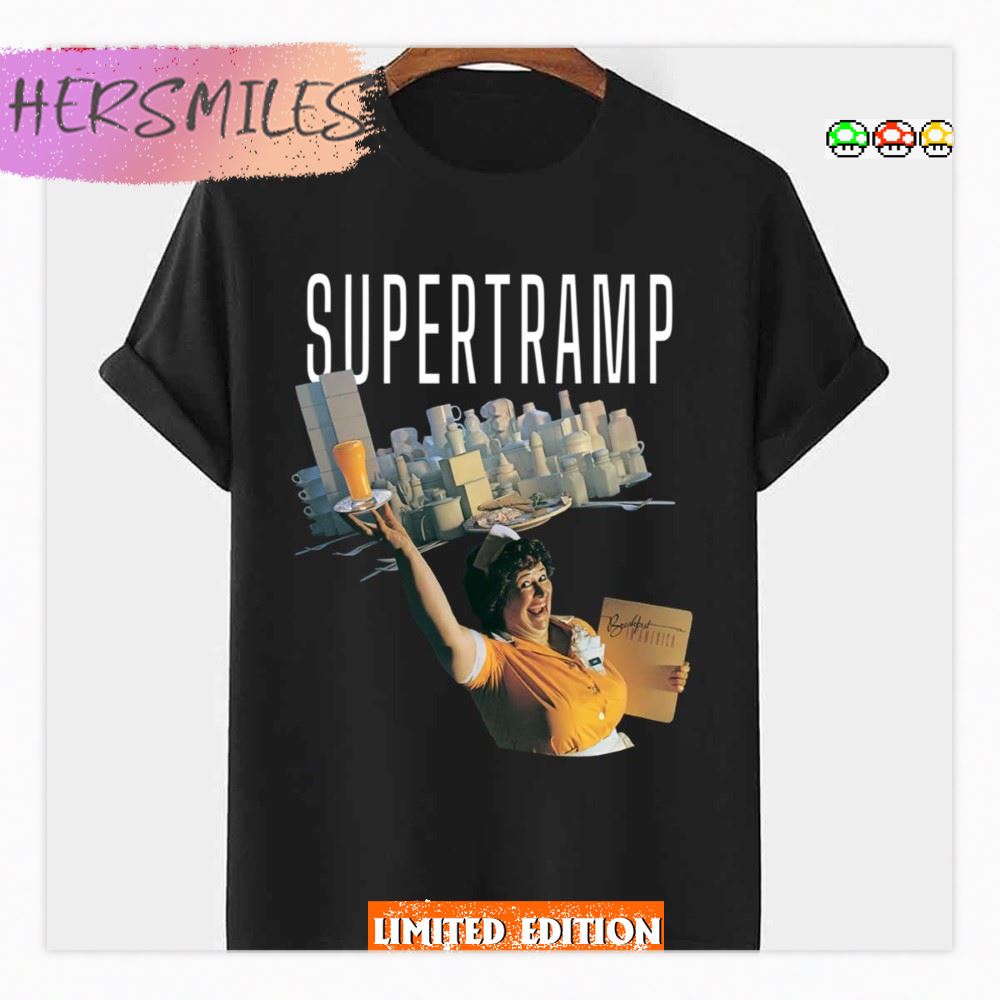 Beschikbaar Willen Bediende Studio Album Supertramp Breakfast In America T-shirt - Hersmiles