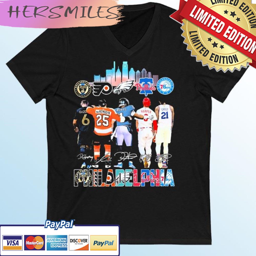 The Philadelphia Skyline Sports Teams Signatures T-shirt - Hersmiles