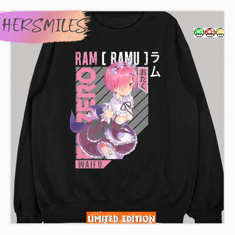 Waifu Ramu Ram Rezero Colored  T-Shirt