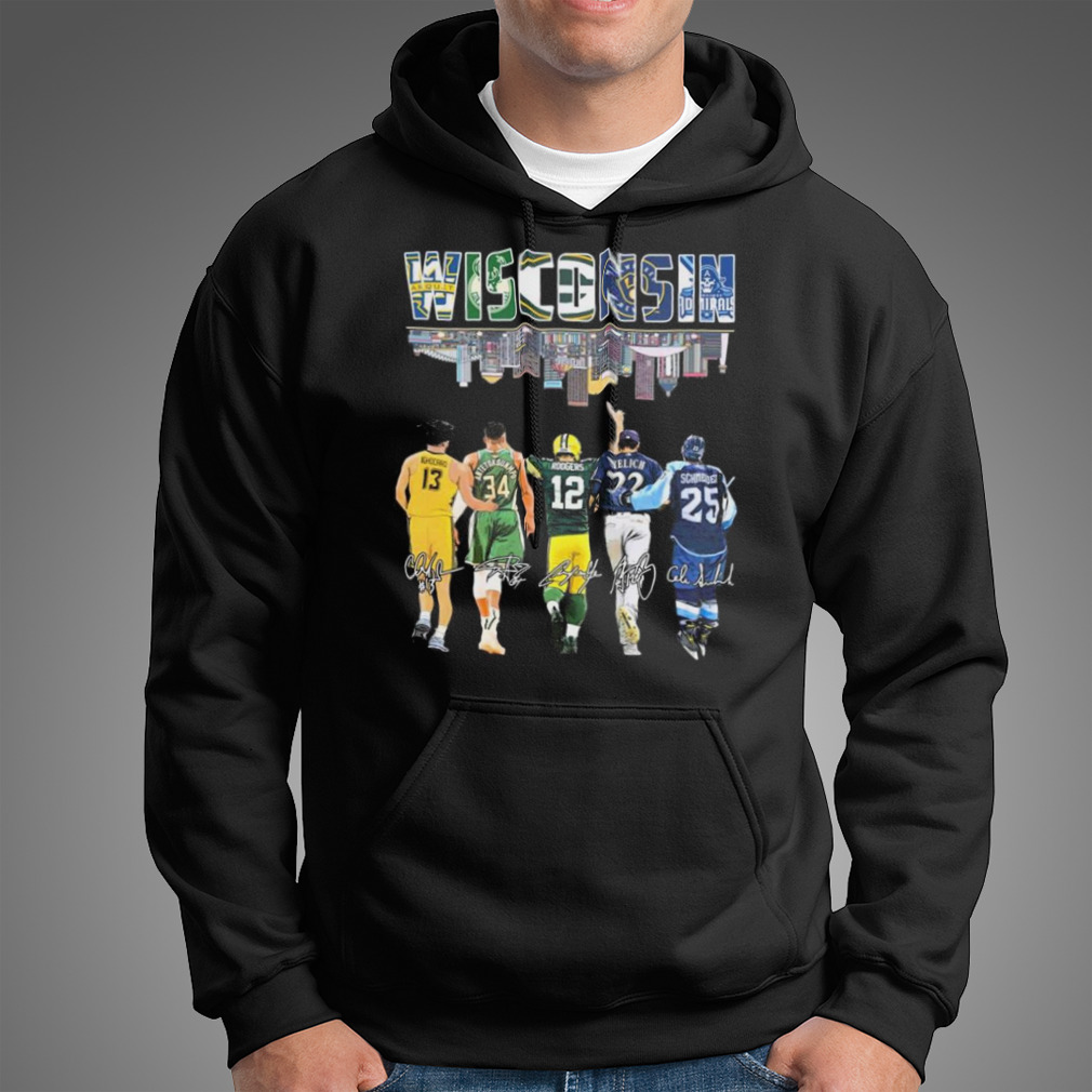 Wisconsin Ighodaro Antetokounmpo Rodgers Yelich Signatures Shirt Wisconsin Ighodaro Antetokounmpo Rodgers Yelich Signatures Shirt