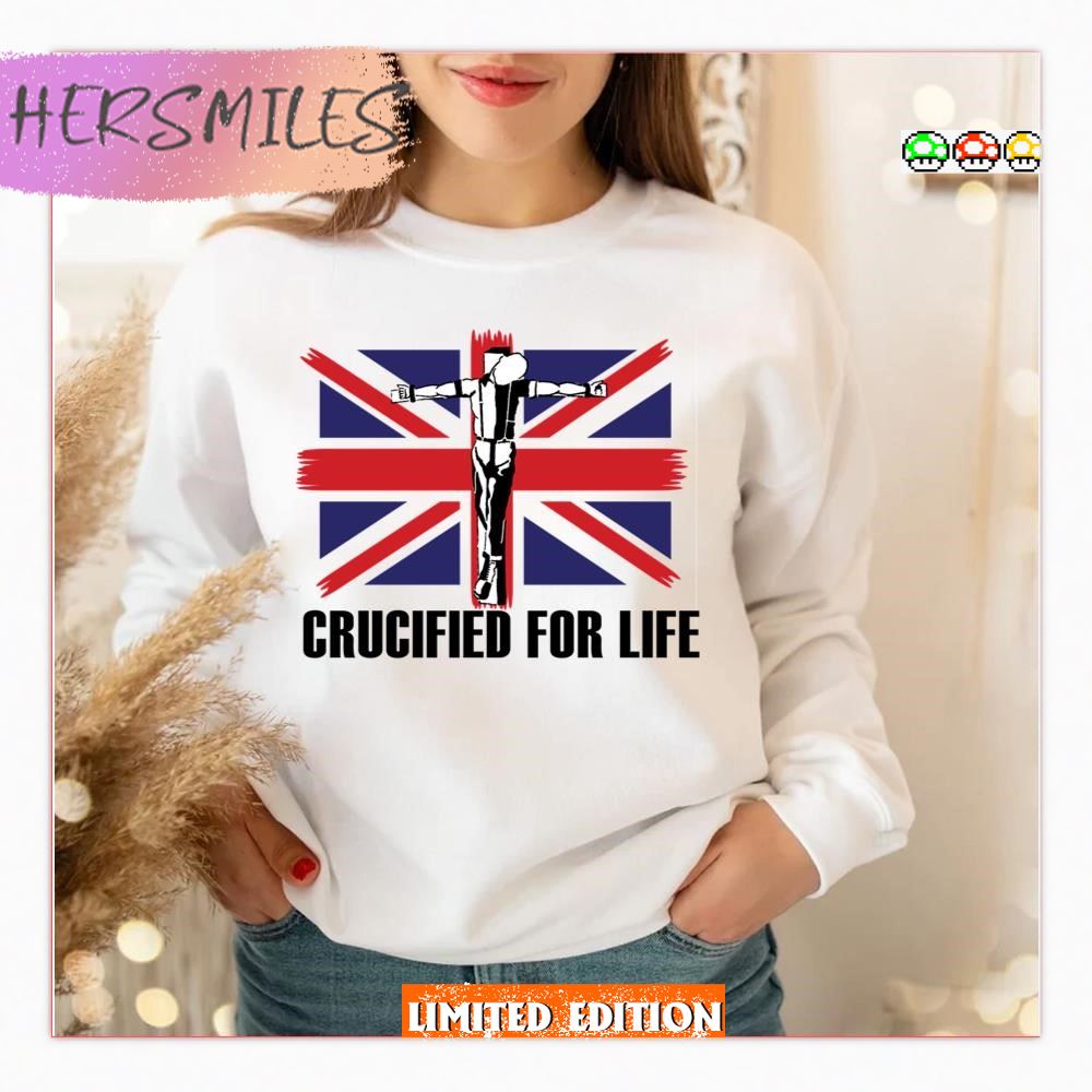 Crucified For Life Skinhead Flag The 4 Skins T-shirt Crucified For Life Skinhead Flag The 4 Skins T-shirt